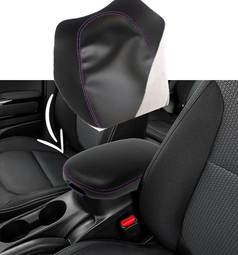 Console Lid Armrest Cover for Kia Soul (2014–2019) Purple Stitch