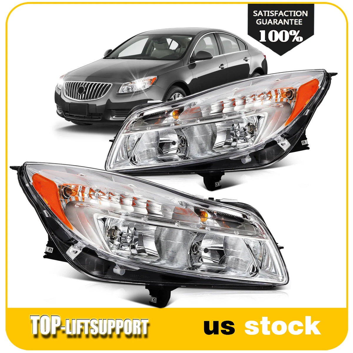 Headlight Assembly for Buick Regal (2011–2013) Left & Right with Bulbs