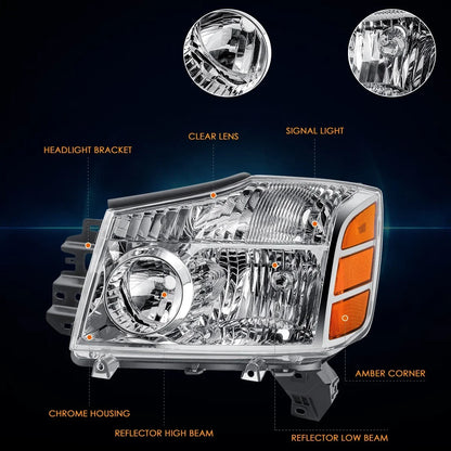 Left Headlight Lamp for Nissan Armada Titan Pathfinder 2004-2007