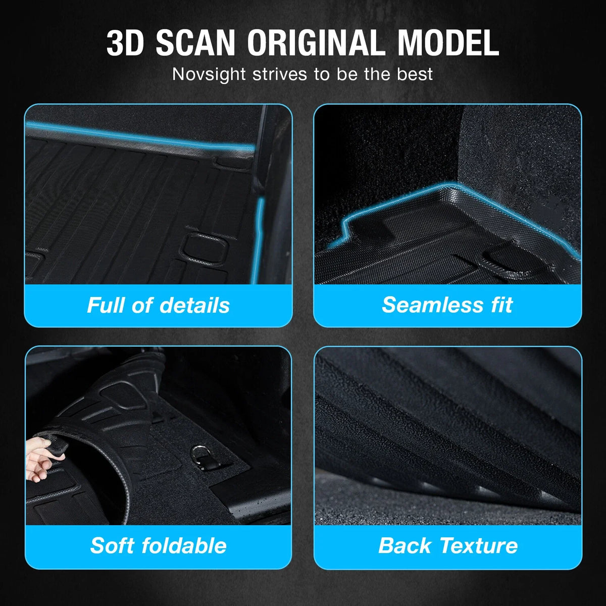 Black 3D Molded Floor Mats (Set of 2) for Dodge Ram 1500 CrewCab 2019-2020