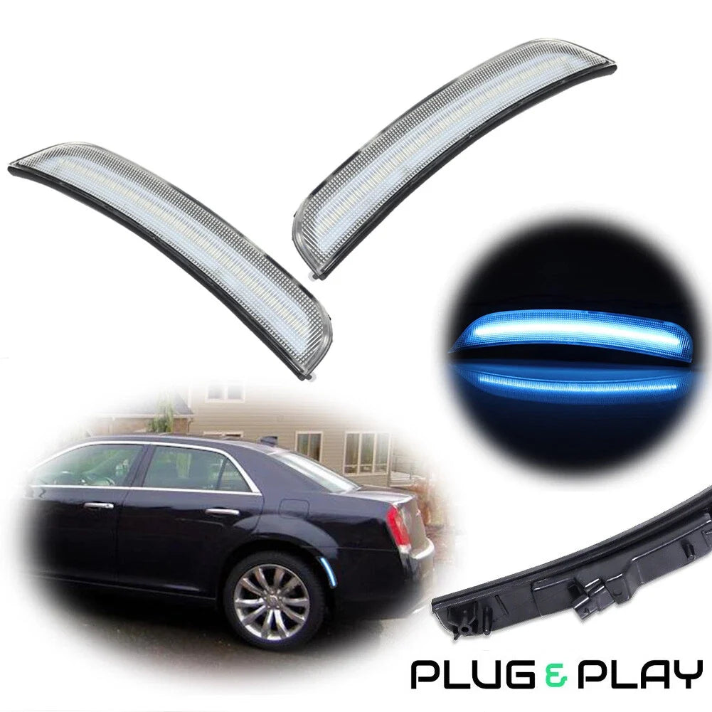 Ice Blue LED Rear Side Marker Lights for Chrysler 300 300C 300S