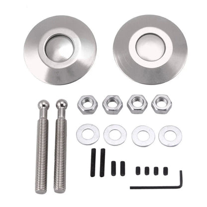 Hood Pins Lock Clip Kit for Universal Vehicles (Silver)