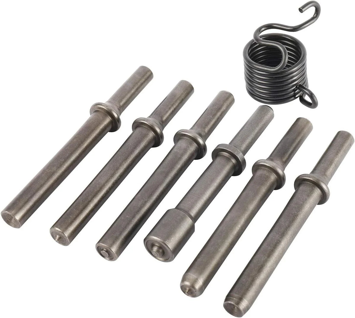 7-Piece Pneumatic Rivet Hammer Tool Set Including Chisel Bits