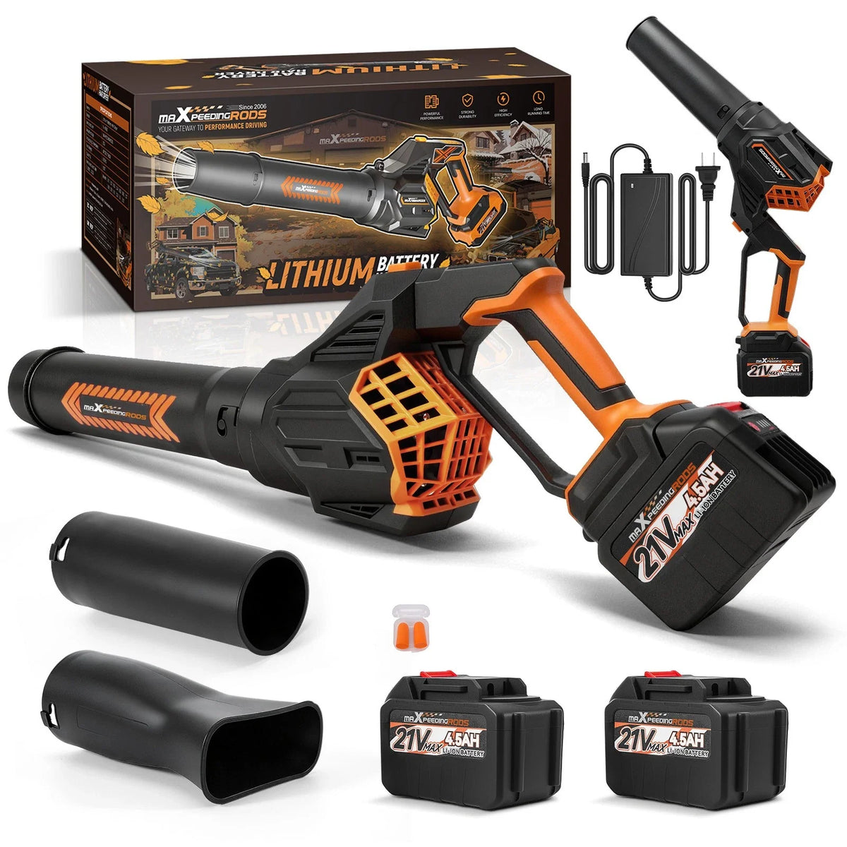 Leaf Blower Cordless 580 CFM, 3 Speed, 2X 21V Brushless Motor