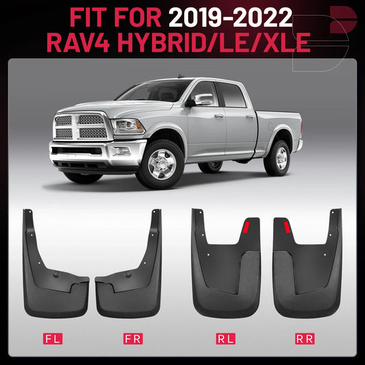 Set of 4 Mud Guards Splash Flaps for RAM 1500 (2019–2024) Black 4-Door