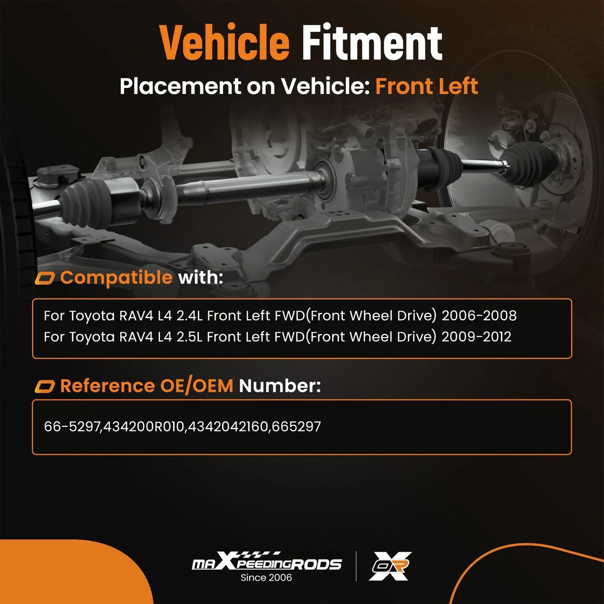 CV Axle Front Left for Toyota RAV4 2.4L/2.5L (2006-2012)