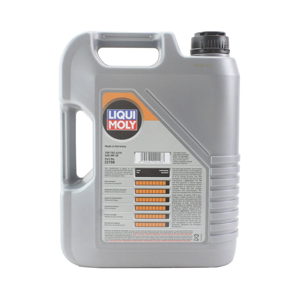 Liqui Moly 0W-30 Engine Oil Change Kit Top Tec 4210 for Touareg Q7 2007-2018