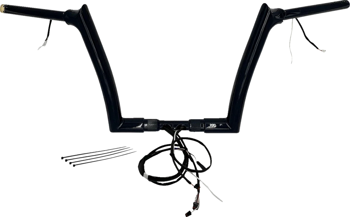 1-1/2" Pointed Top Handlebar Kit for Harley Davidson (EZ Install, 12", Black)