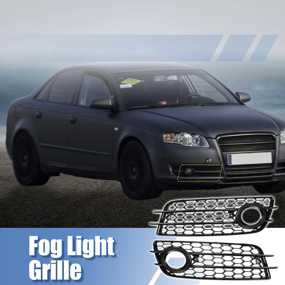 1 Pair Fog Light Mesh Grille Cover for Audi A4 B8 (2008–2012) 8K0807682C