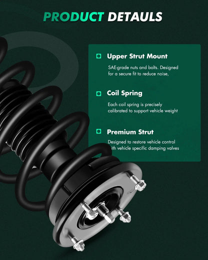 Front Complete Struts with Coil Springs for Lincoln MKX 2007-2010 - Set of 2