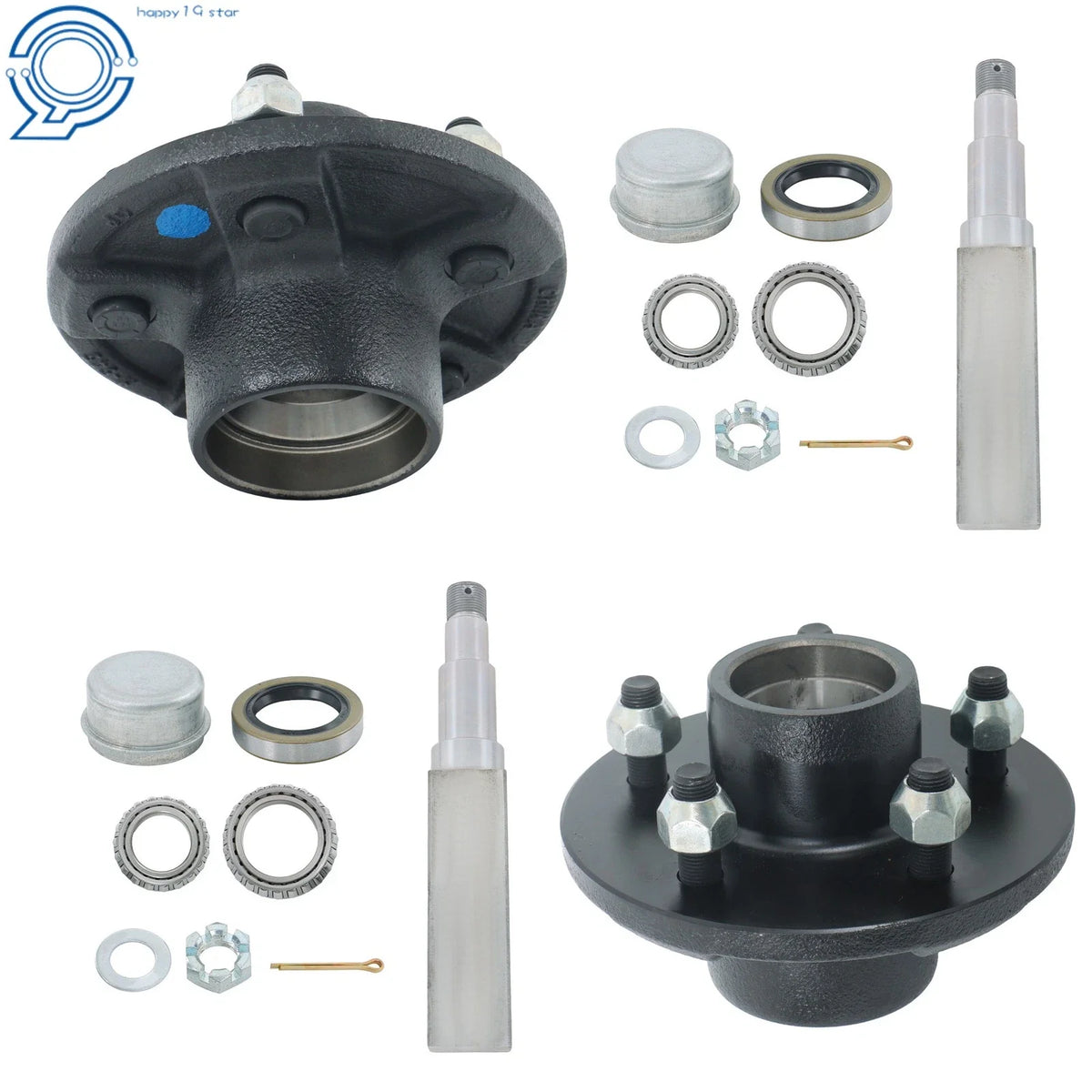 3500 lbs Axle #84 Spindle 5 on 4.5" Trailer Hub w/Bearing Kit (Square)