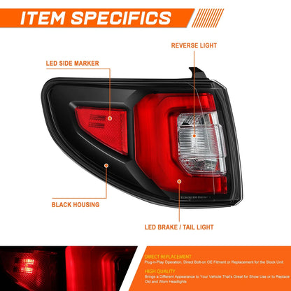 Outer Tail Light Stop Brake Lamp Driver Side for 2013-2017 GMC Acadia