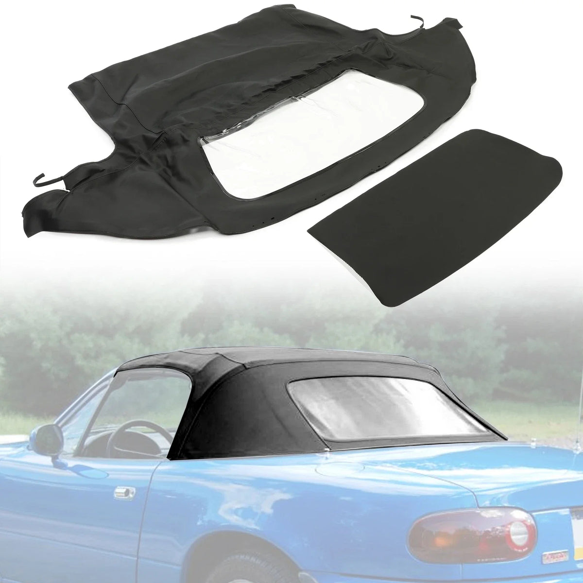 Soft Top Convertible Window for Mazda Miata (1990–2005) Black & Clear