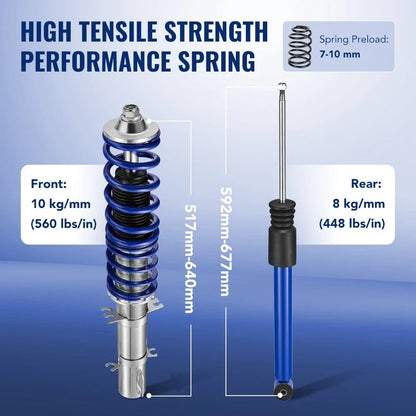 Coilover Lowering Kit for 1997-2007 VW Jetta MK4 1.8/1.9/2.0/2.8L