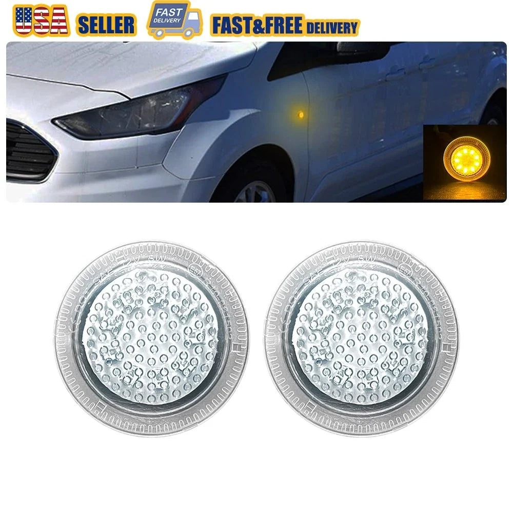 Side Marker Repeater Light 2X Clear Amber for Ford Transit Connect (2010-2021)