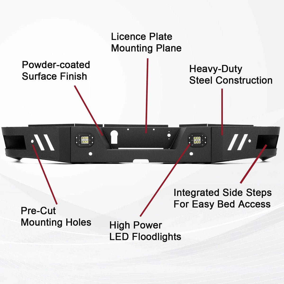 Rear Bumper with LED Lights Steel for Ram 2500 3500 (2010–2024)