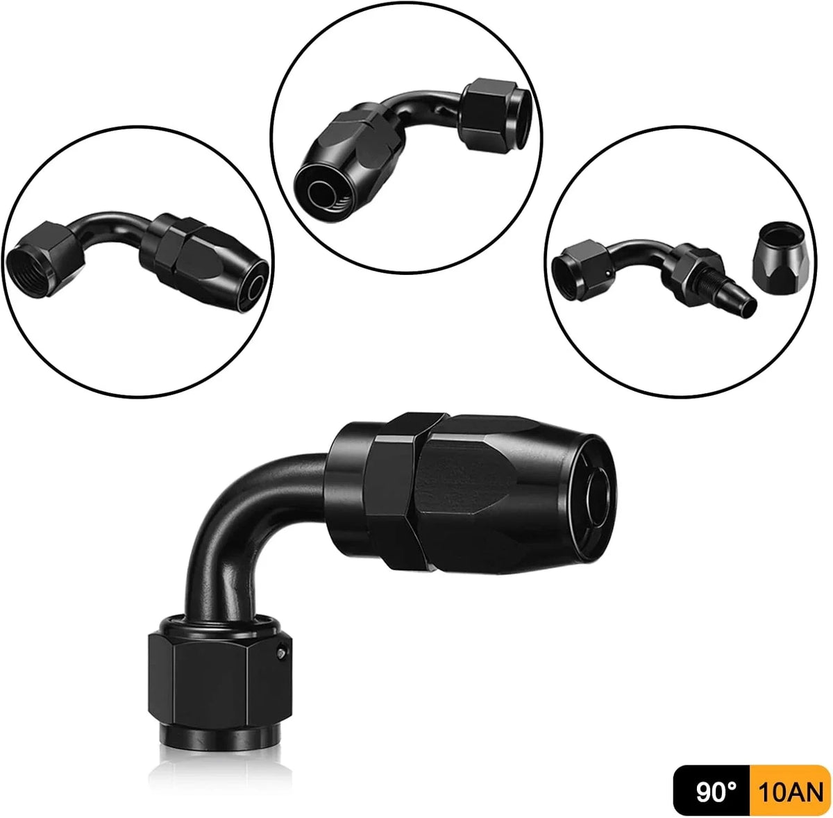 AN10 90° Swivel Hose End Connector for Standard CPE Fuel Hose (1PCS)