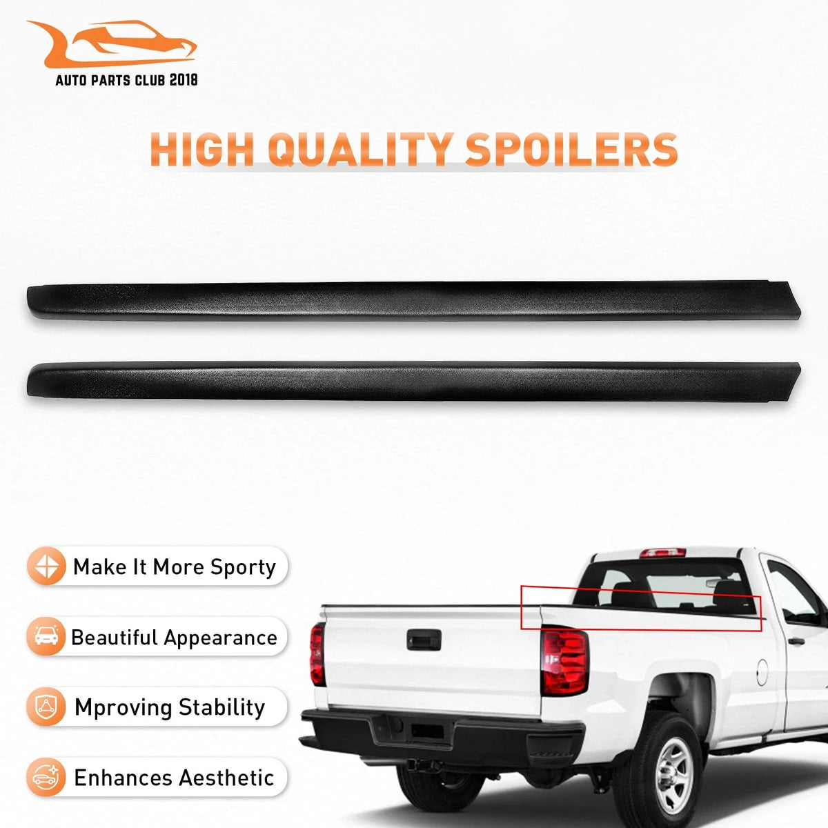 2pcs Bed Rail Caps for Chevy Silverado GMC Sierra (1999–2006) Smooth w/o Holes