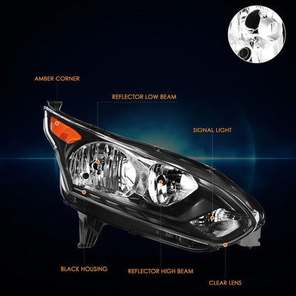 Black Housing Right Headlight for Ford Transit Connect (2014-2018)