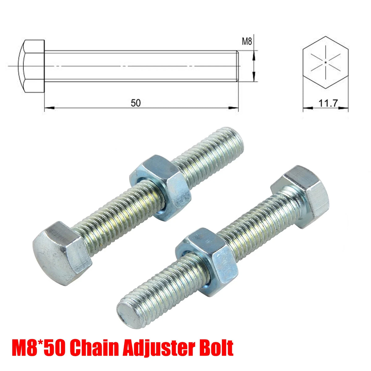 M8X50 Chain Adjuster Bolt Kit for Honda CRF150R CRF250R CRF450R CRF250X CRF450X (2007–2023)