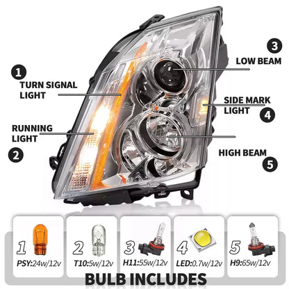 Halogen Headlight Pair for Cadillac CTS 2008-2015 - Left & Right Bulbs