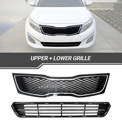 Front Chrome Grille Upper & Lower Radiator for Kia Optima 2014-2015