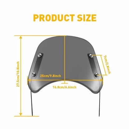 Universal Motorcycle Windshield for 5"-7" Headlight (Smoked)
