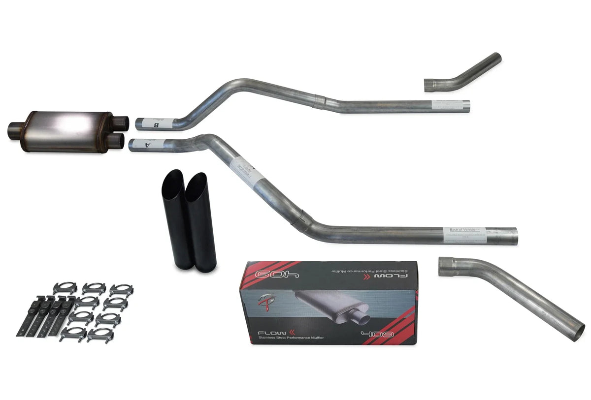 Exhaust Kit Dual 2.5" Flow II Black Tips for Chevy Blazer 1995–1999