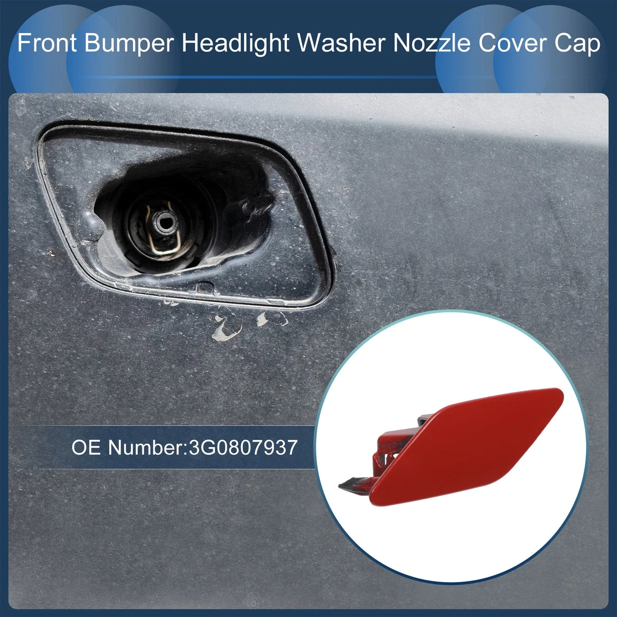 Front Left Washer Nozzle Cover Cap for Volkswagen Passat B8 (2015–2022) Red