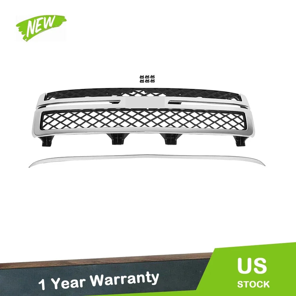 Front Grille with Hood Molding for 2011-2014 Chevy Silverado 2500 HD 3500 HD