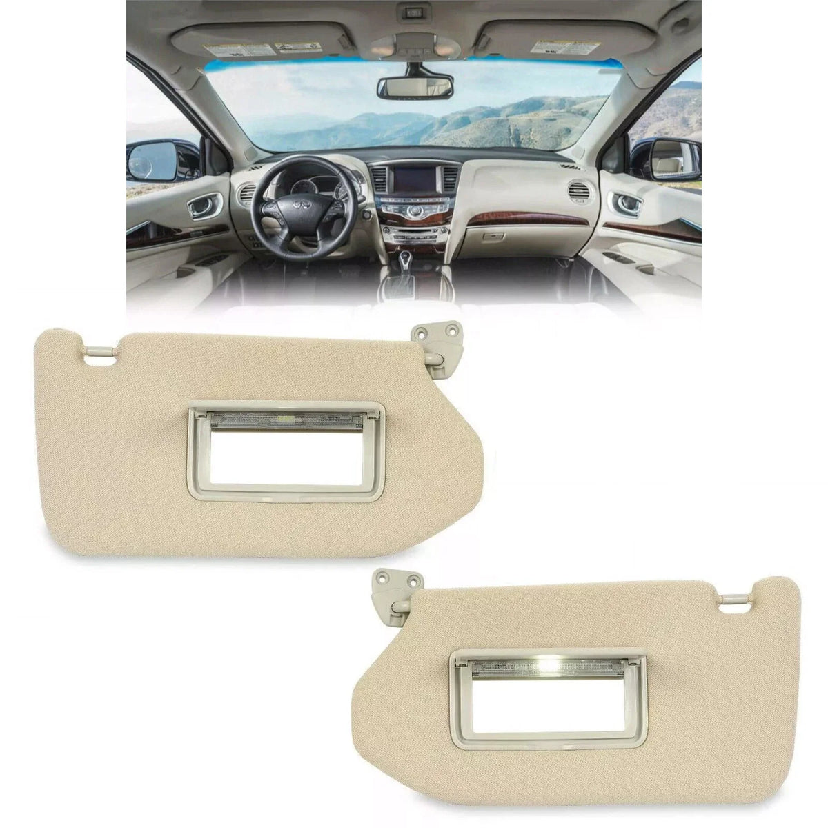 Sun Visor Pair W/Lamp for Pathfinder 2013-2018 & Infiniti QX60 2014-2017