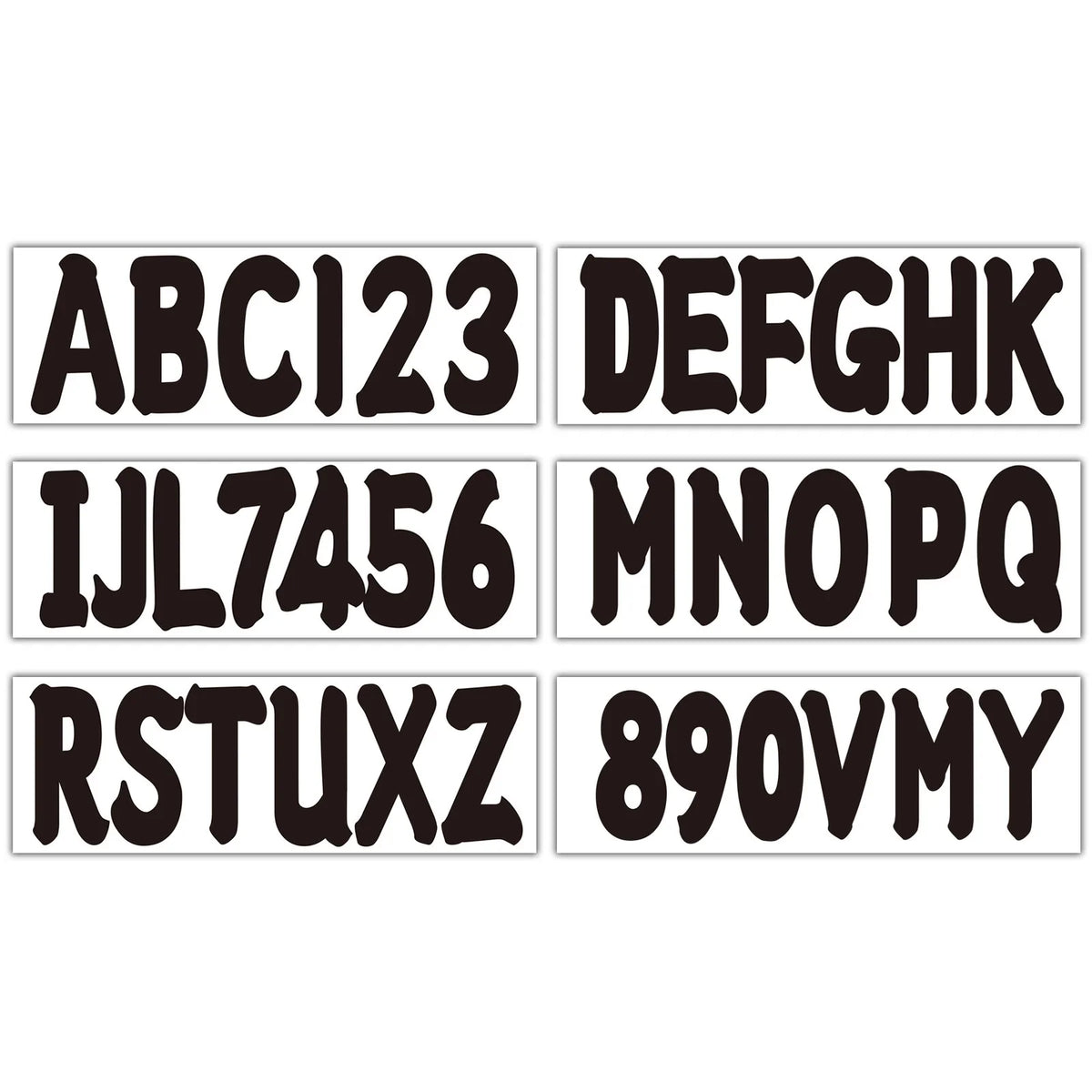 Boat Registration Decals - Black Alpha-Numeric Stickers