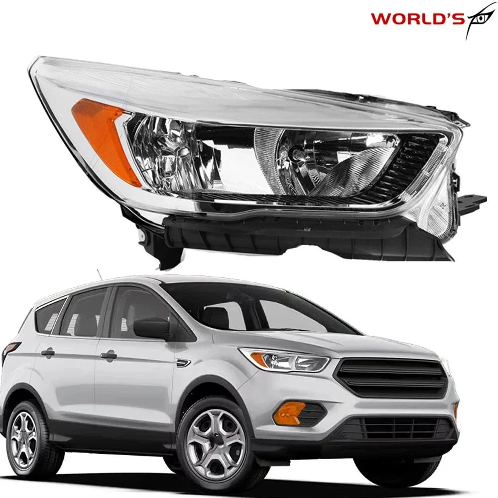 Headlight for Ford Escape (2017–2019) Halogen Right Side Chrome