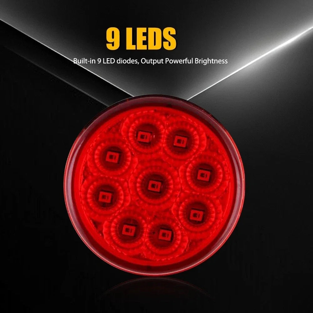 2-Inch Red Round LED Marker Lights Set of 5 for Truck RV