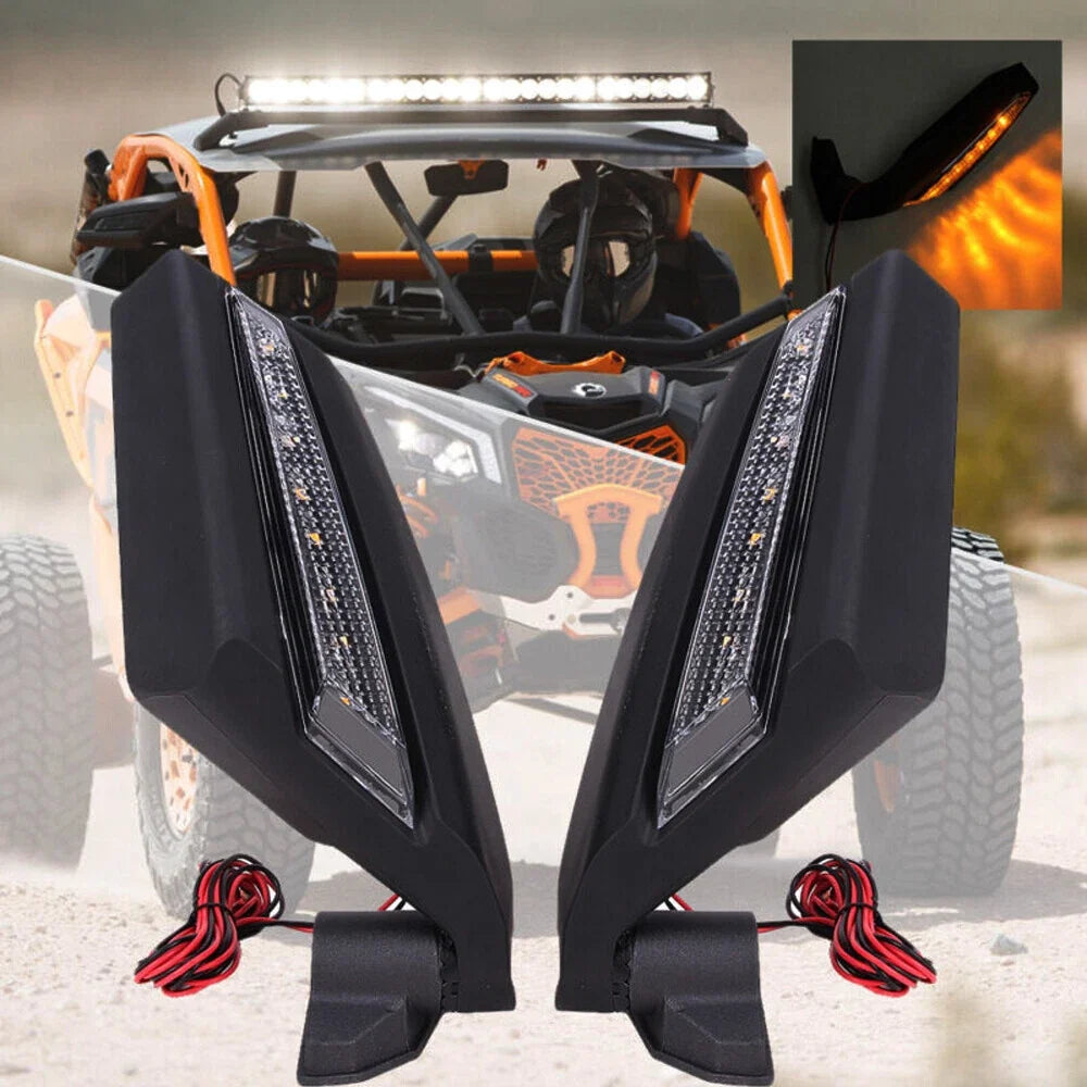 Rear Racing Side Mirrors with LED Light for Can Am Maverick X3 Max Turbo (2017–2023)