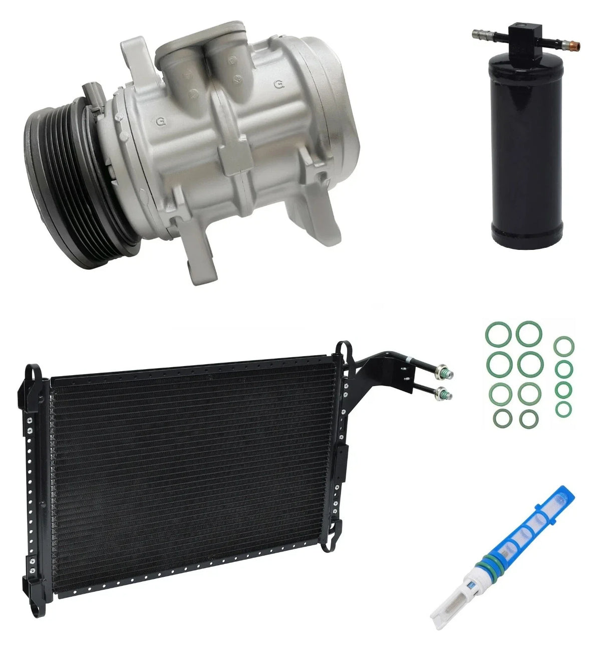 A/C Compressor Kit with Condenser for Ford Mustang 3.8L 5.0L (1986–1993)
