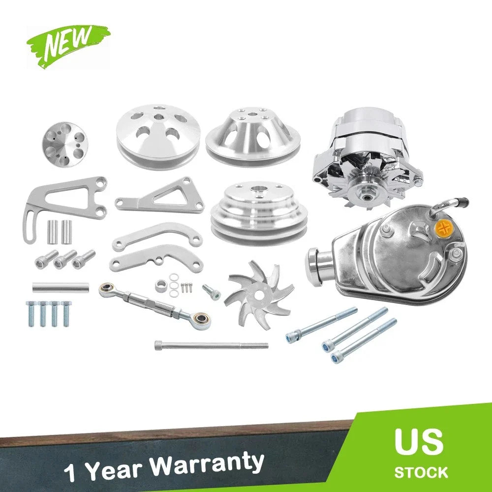 Alternator Power Steering Long Water Pump Kit for SBC Chevy
