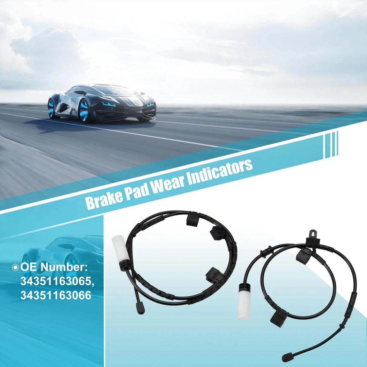 2X Brake Pad Wear Sensor for BMW 528i 540i 530i 525i M5 (2000–2006) 34351163065