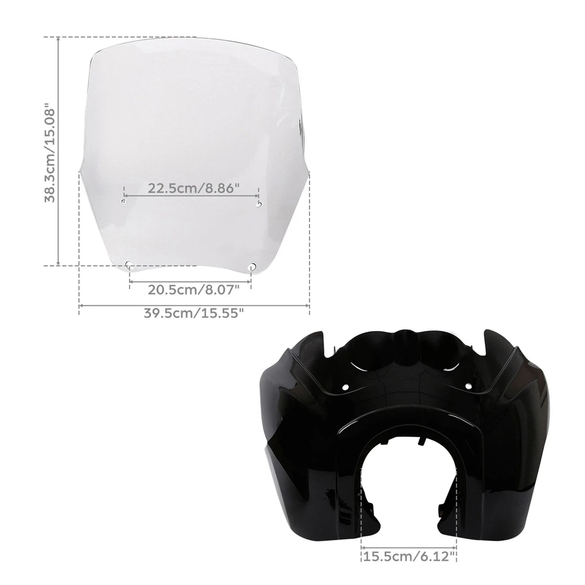 Front Upper Fairing with 15'' Windshield for Harley Dyna 2006-2017