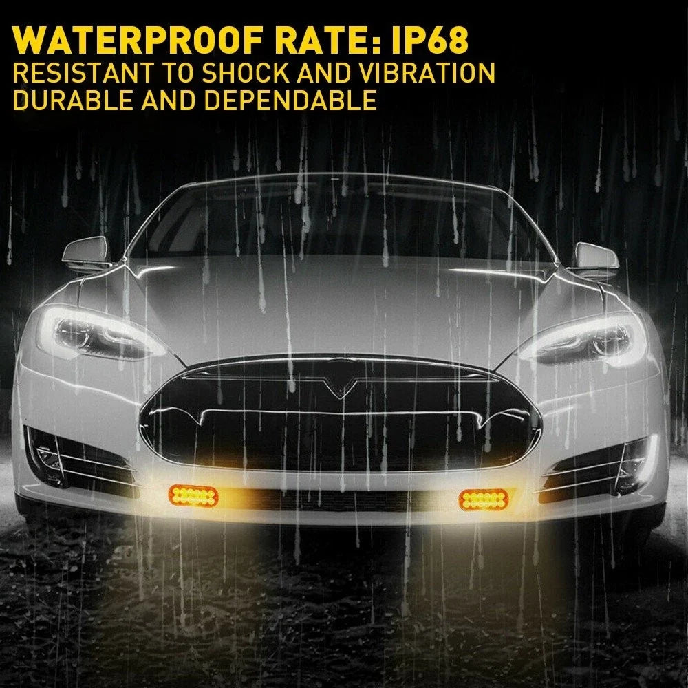 4X 12 LED Beacon Strobe Light - Amber Warning Hazard for Trucks