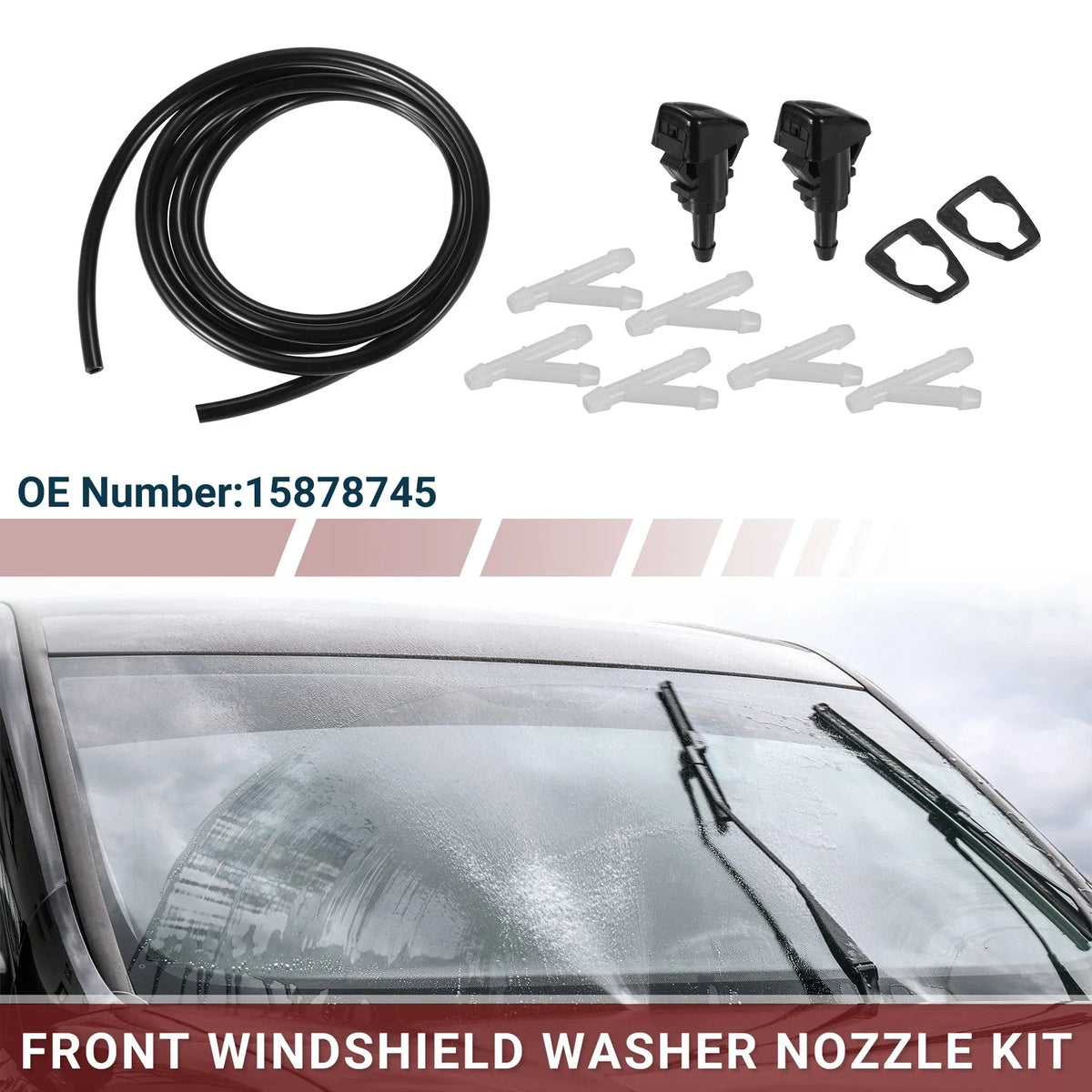 Windshield Washer Nozzle Set for GMC Envoy (2002–2009) with Hose & Connectors