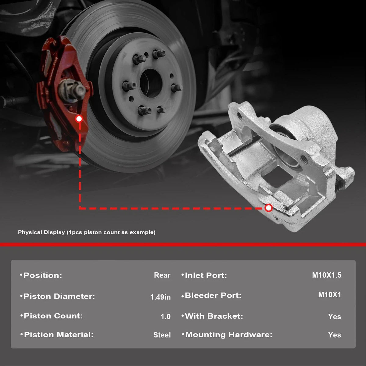 2X Rear Left Right Brake Caliper w/Bracket for Pontiac Grand Prix GT (2005)