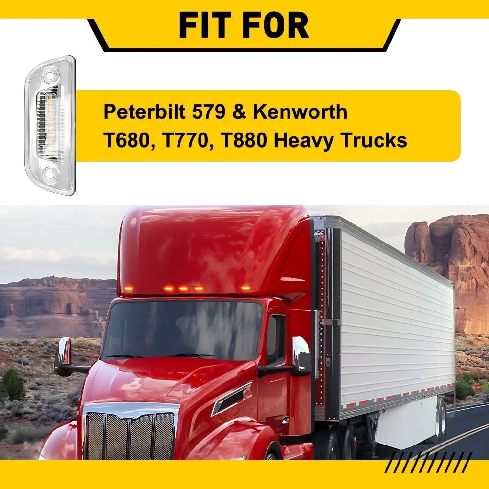 5X Clear Lens Rooftop Cab Marker Light Amber LED for Peterbilt 579 & Kenworth T680
