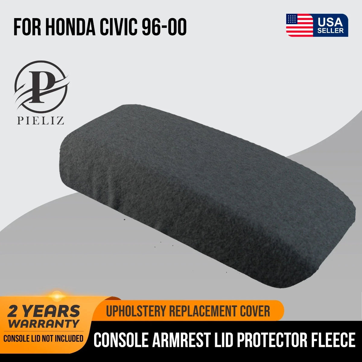 Fleece Center Console Armrest Protector for Honda Civic (1996–2000) Black