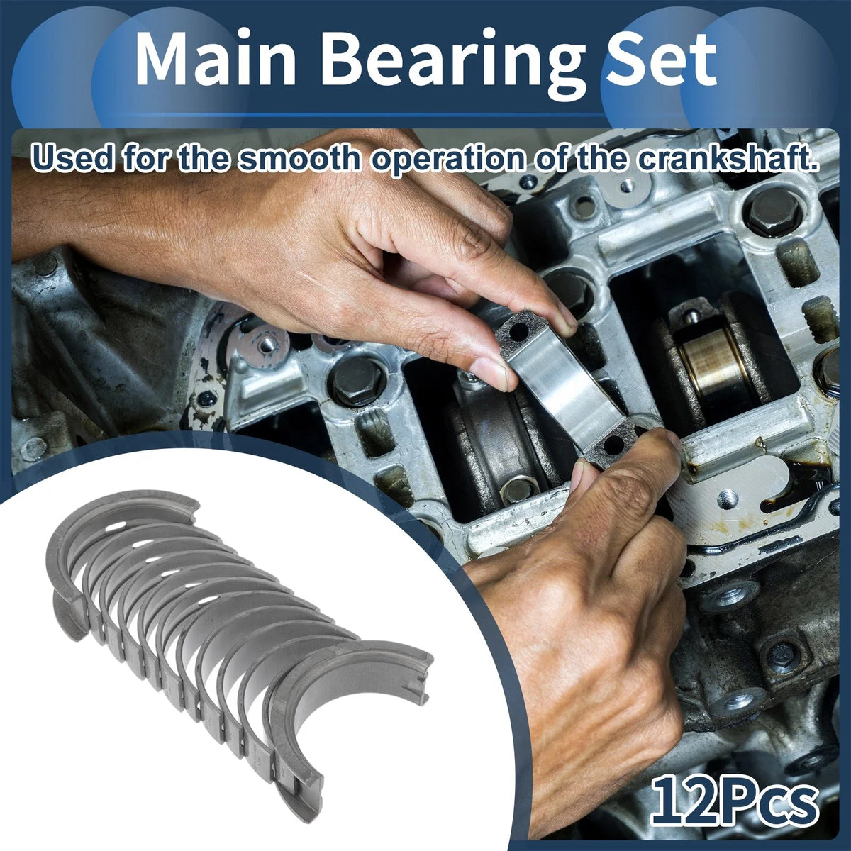 Main Bearing Set No.034105561 for Audi 80 (1981–1995) 12 Pcs