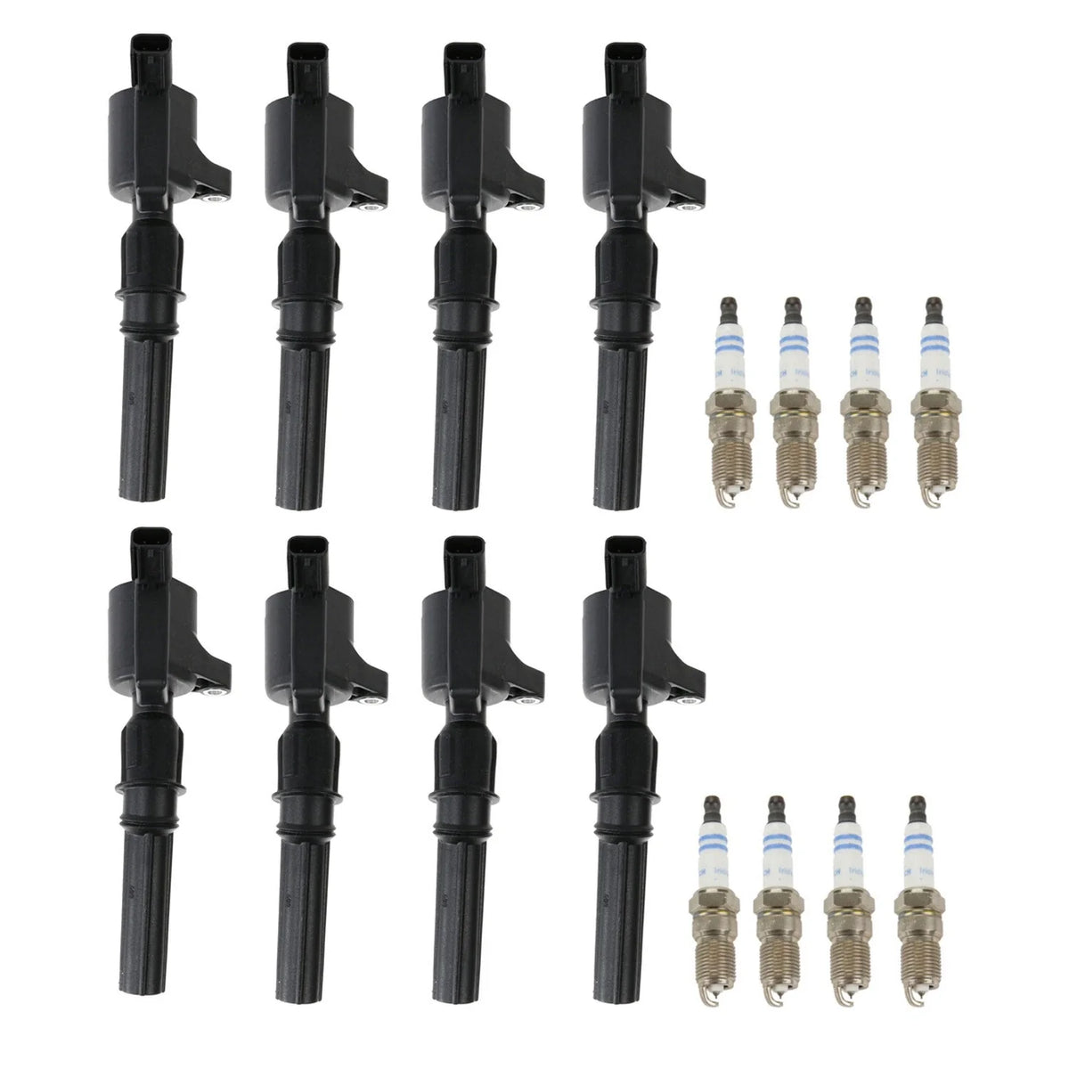 Set of 8 Ignition Coils & 8 Double Iridium Spark Plugs for Ford Mercury