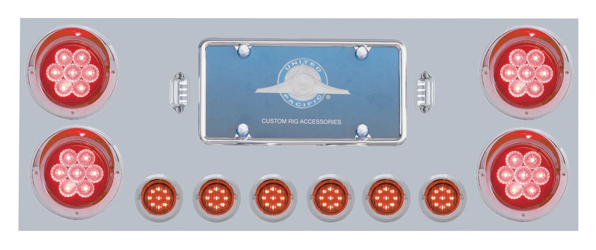 Rear Stainless Center Tail Panel with Red LED Lights for Toyota Hilux (2012–2015)