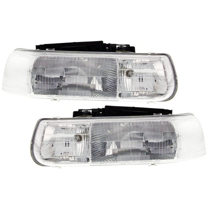 Headlight Set for Chevrolet Silverado 1500 (1999–2002) Halogen w/ Bulbs