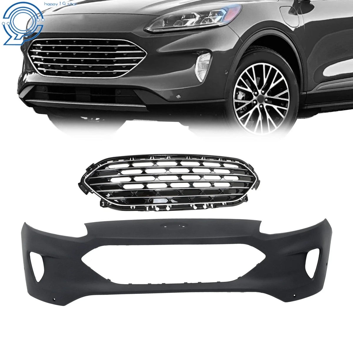 Complete Front Bumper & Chrome Grille for Ford Escape (2020–2022)
