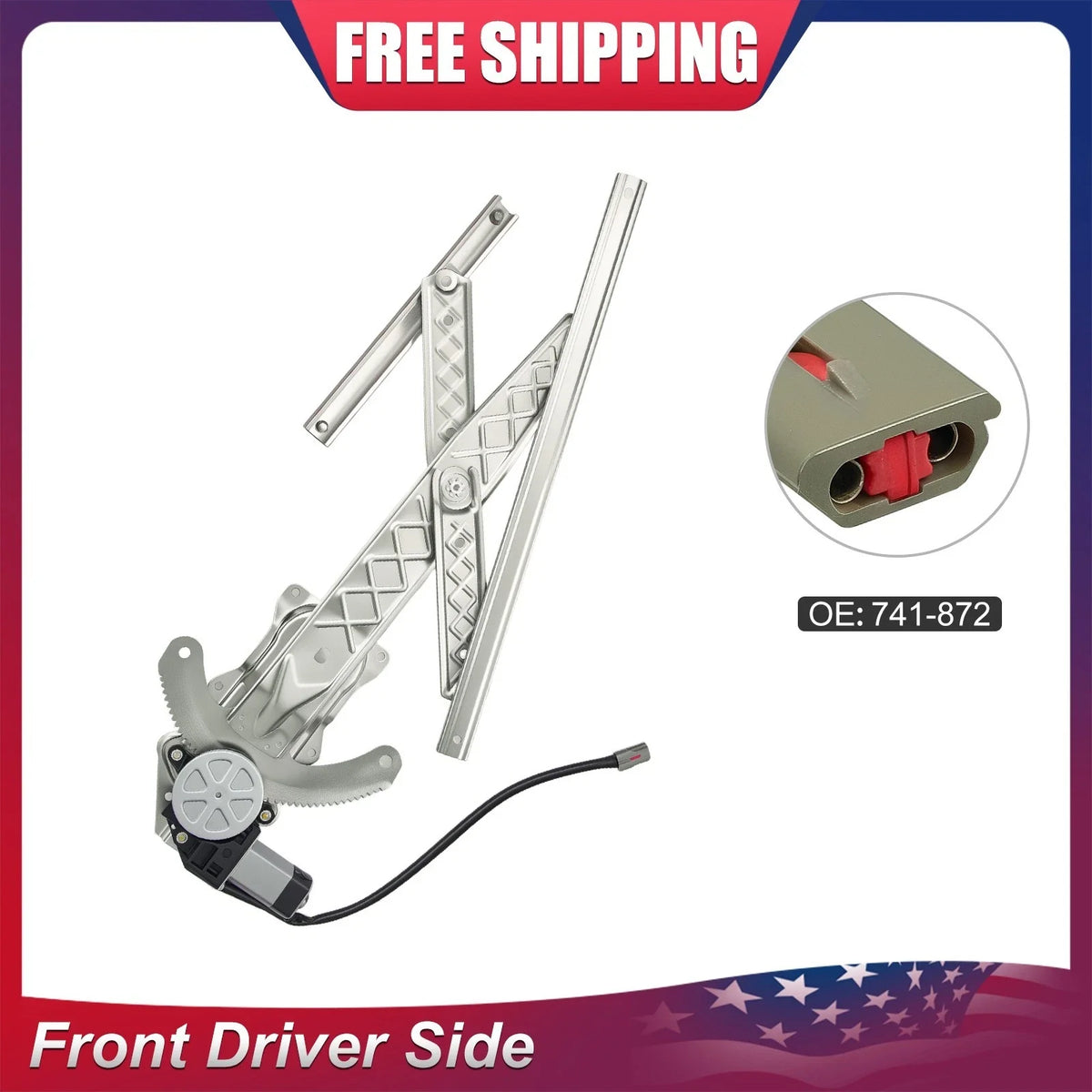 Front Left Power Window Regulator with Motor for 1997-2002 Ford Expedition